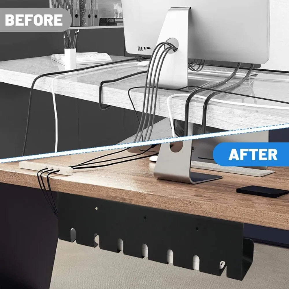 Under-Desk Metal Cable Management Tray, 2-Piece Set