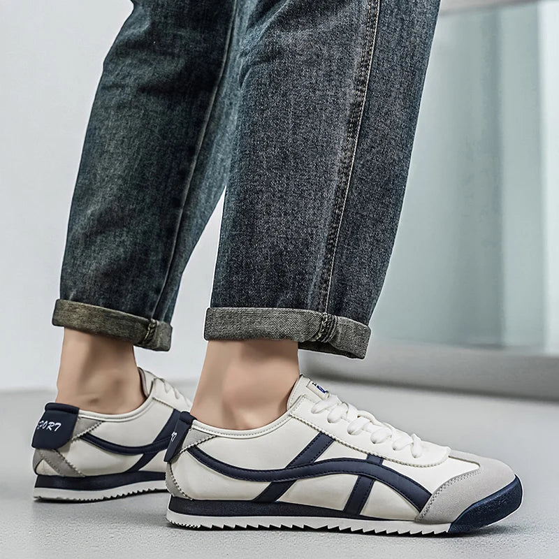 Men's Fashionable and Versatile Striped Casual Sneakers, Suitable for Daily Outings and Outdoor Hiking Wear