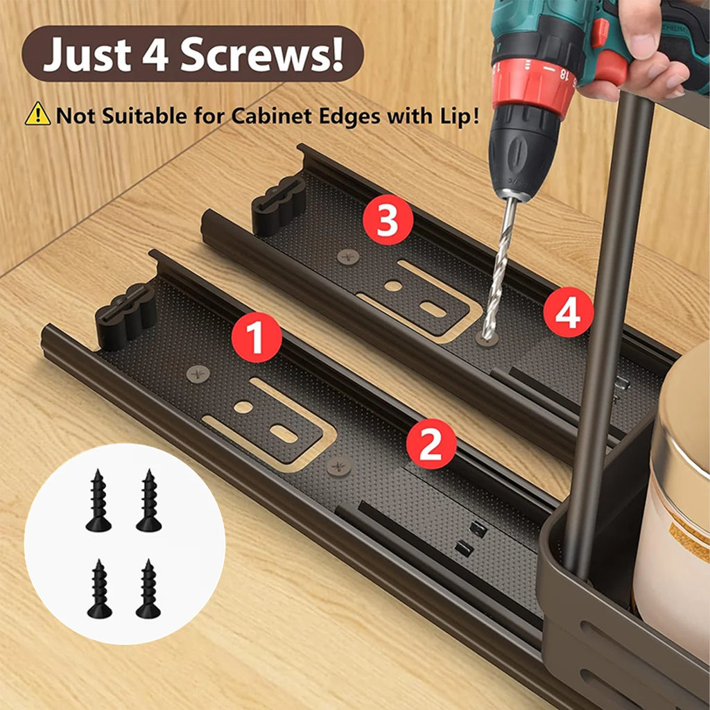 Especiero de gran capacidad con 2 niveles extraíbles, estante organizador multiusos de plástico para armarios de cocina