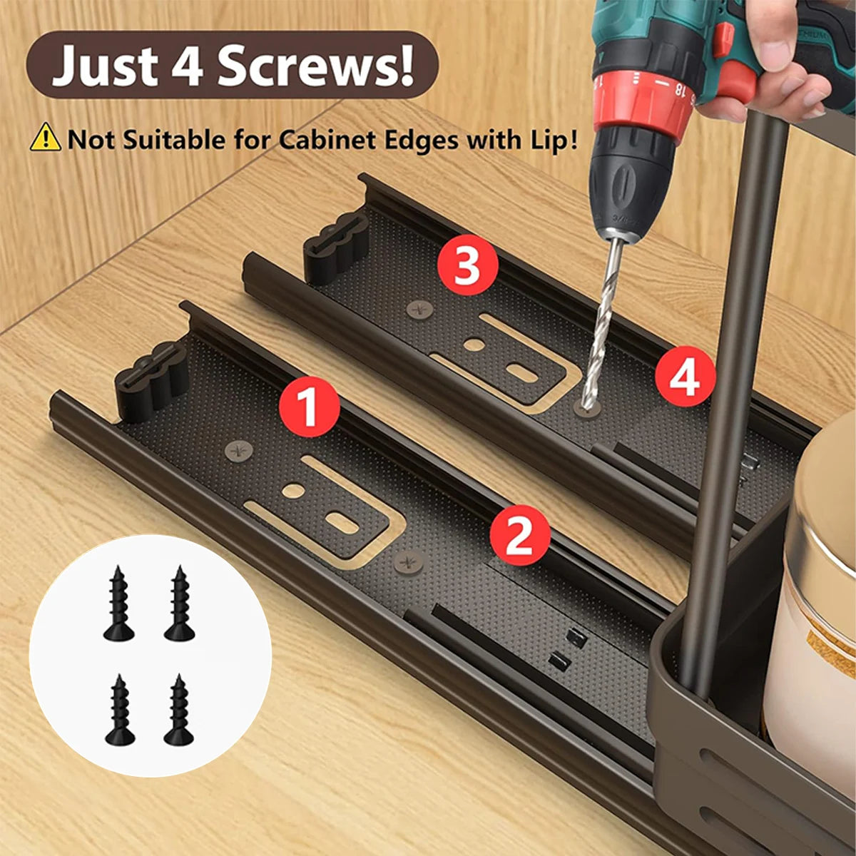Especiero de gran capacidad con 2 niveles extraíbles, estante organizador multiusos de plástico para armarios de cocina
