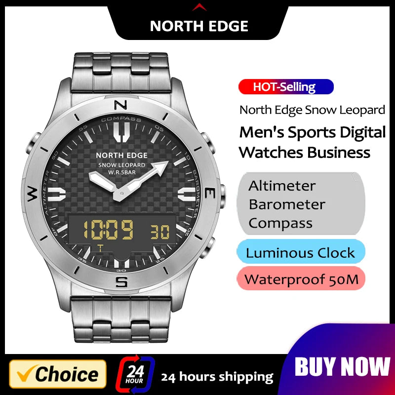 NORTH EDGE Outdoor Digital Watch with Altimeter and Compass