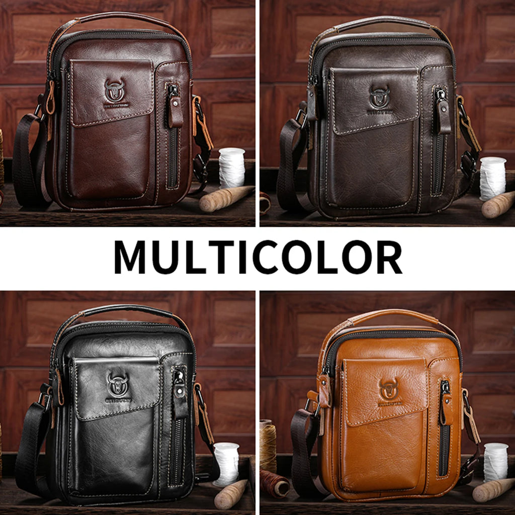 BULLCAPTAIN Genuine Leather Messenger Bag