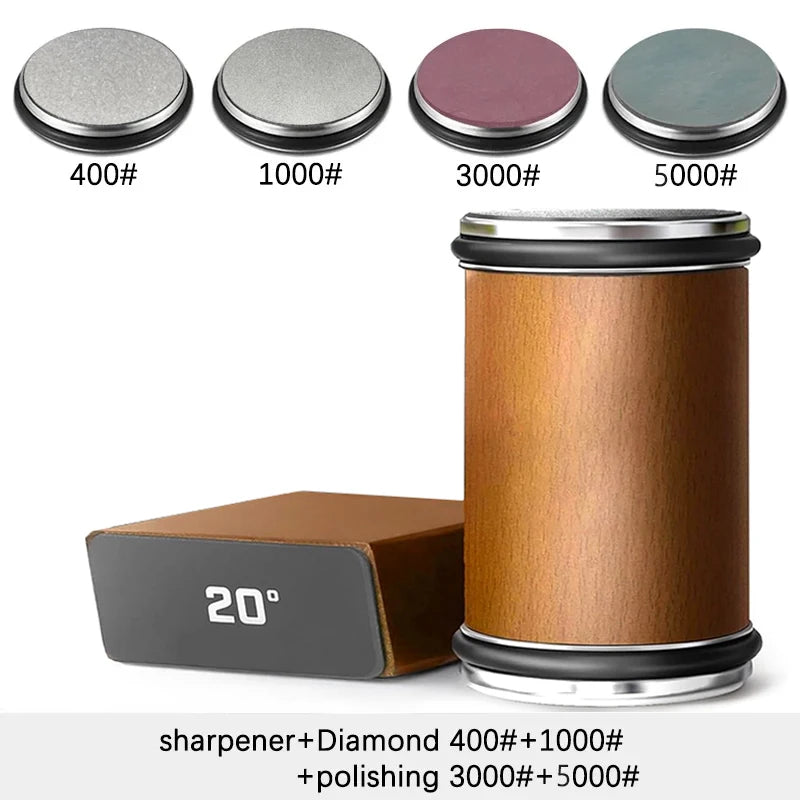 Niiruo Roll-Messerschärfer-Set, doppelseitiger Diamant-Messerschärfer mit magnetischem Schleifwinkel von 15/20°, Wetzstein-Set für Küchenmesser