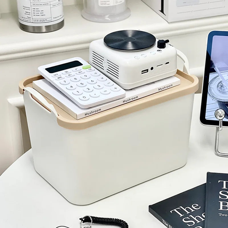 Caja organizadora multifuncional para el hogar con asas, ideal para guardar mantas y otros artículos en el suelo del armario