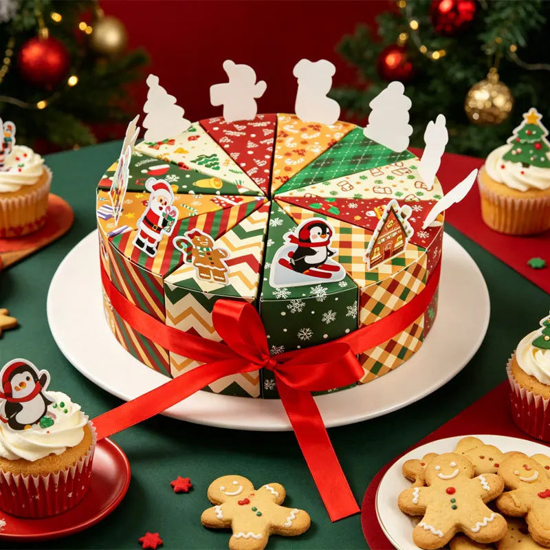 Teilbare Geschenkbox in Kuchenform zu Weihnachten, kleine Geschenkverpackungen für Süßigkeiten, teilbare Leckerli-Geschenkboxen für die Weihnachtsparty