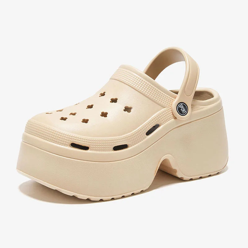 Sandalias de mujer con plataforma de 9 cm, novedad verano 2024, chanclas de tacón alto con suela blanda, zapatos de playa y jardín para exterior, impermeables y con agujeros