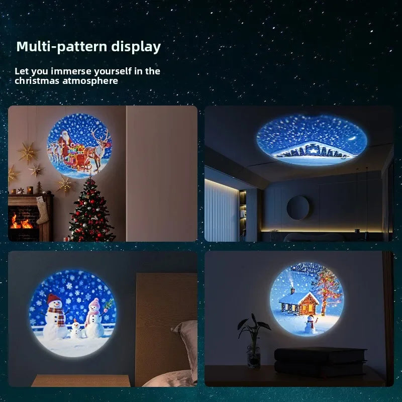 Christmas Projector Decoration, Flexible Glowing Christmas Snowman and Santa Pattern Projection Ornament for Bedroom Parties and Christmas Decorations