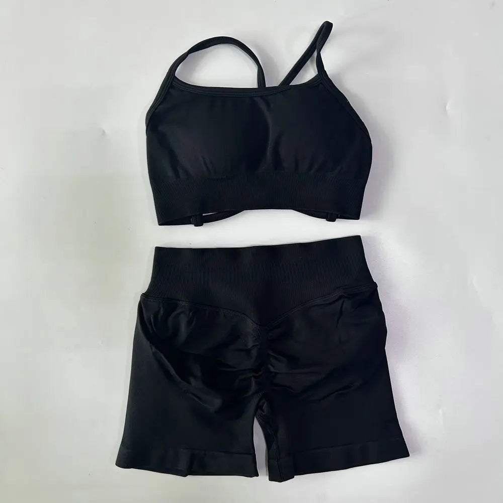 Ensemble yoga femme, haut et short