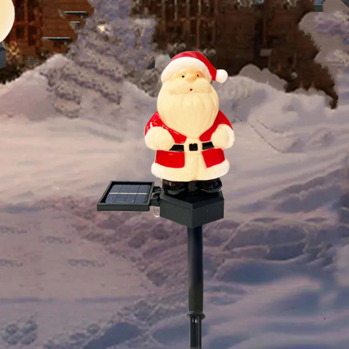 1pc Christmas Santa Claus & Snowman Landscape Lawn Solar Light Outdoor Waterproof Courtyard Ground Stakes Light For Garden Decor