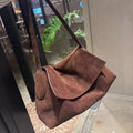 Luxury Genuine Leather Women's Shoulder Bag Large Capacity Flap Underarm Bag Simple Solid Color Soft Leather Brand Handbag
