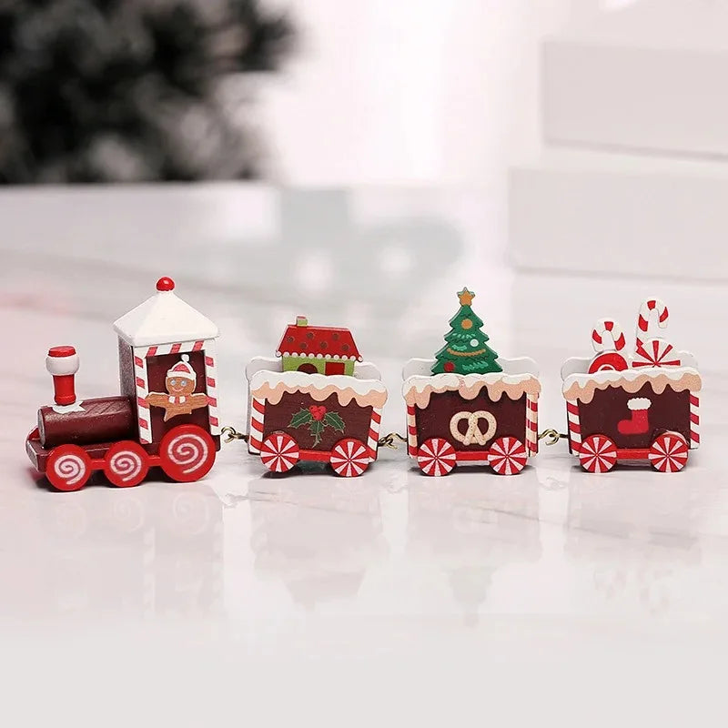 1Pcs Wooden Mini Train Christmas Decoration Reindeer Snowflake Decor for Home Decor Xmas Tree Hanging Navidad New Year 2026 Gift