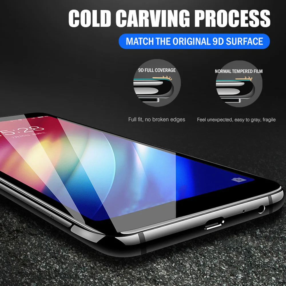 5PCS New 9D Glass Full Coverage for Apple iPhone 18 17 16 15 14 13 12 11 Pro Max XR X 7 8 Plus SE Screen Protectors Perfect Fit