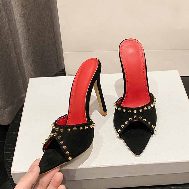 Sandali mules donna Liyke con borchie e tacco sottile