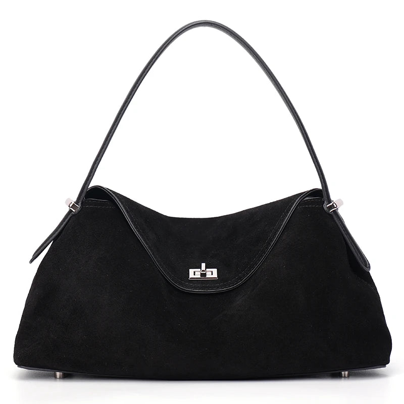 Suede Genuine Leather Women's Bag 2026 Luxury Brand Handbag Totes With Adjustable Shoulder Strap Large Capacity Crossbody Bags