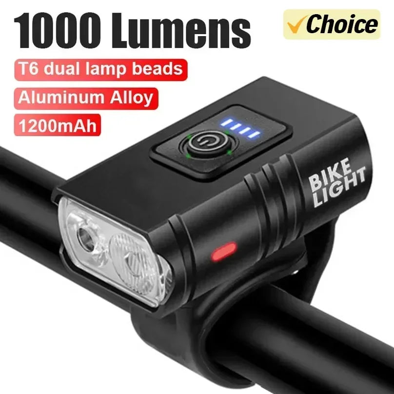 1000 lm Fahrrad-LED-Frontlicht, per USB aufladbar, mit intelligentem Sensor, wasserdichtem LED-Rücklicht und hellem Sicherheits-Blinklicht fürs Fahrrad