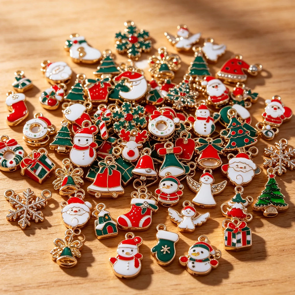 Random Mix Enamel Christmas Charms Elk Snowman Santa Claus Pendants for Jewelry Making Earrings Necklace DIY Accessories