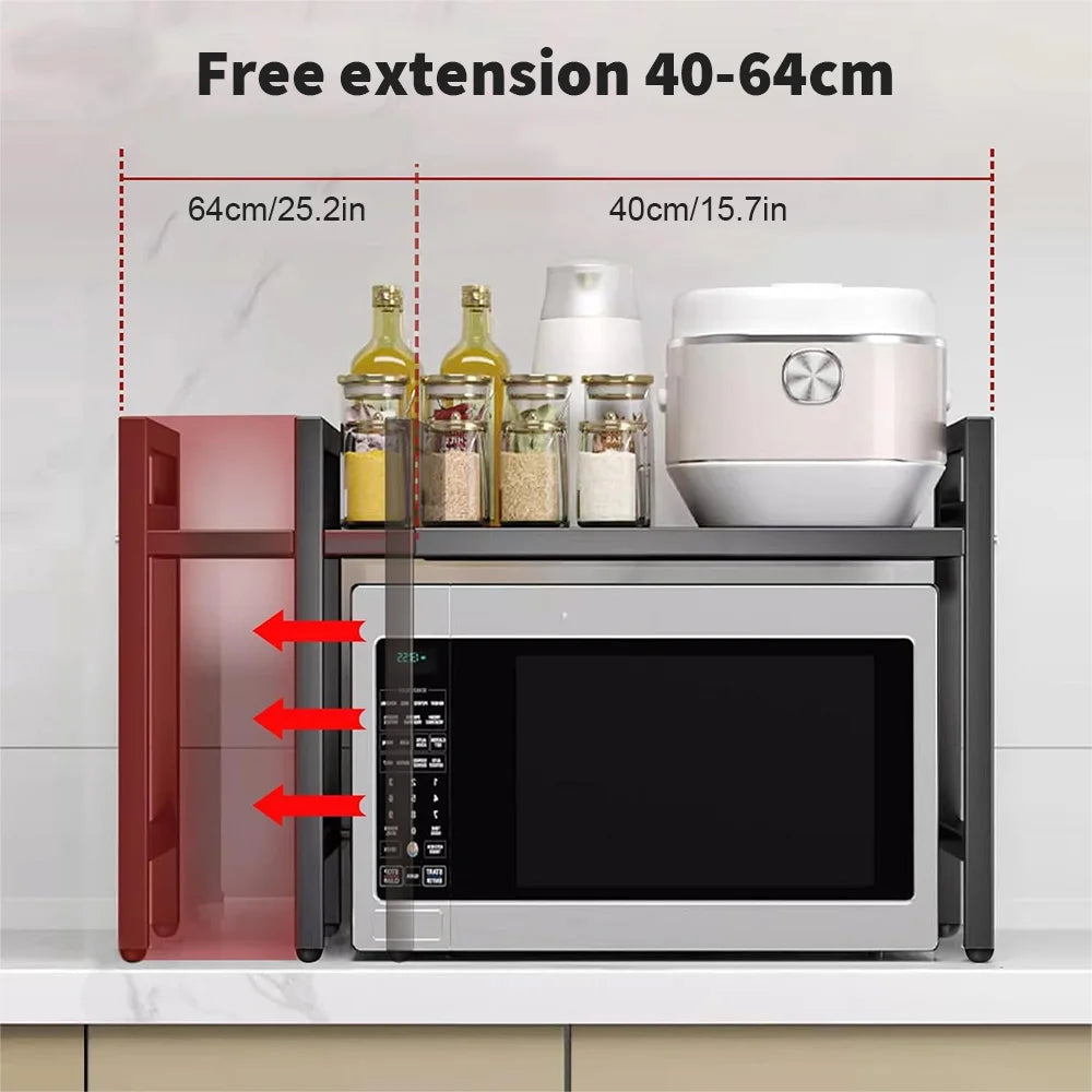 Étagère de rangement pour four à micro-ondes à deux niveaux, extensible, à poser sur le plan de travail, accessoires de cuisine
