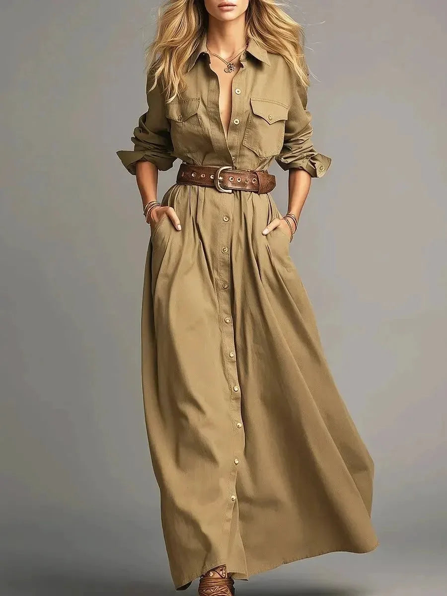 Abito lungo donna in jersey con colletto a revers — immagine 8