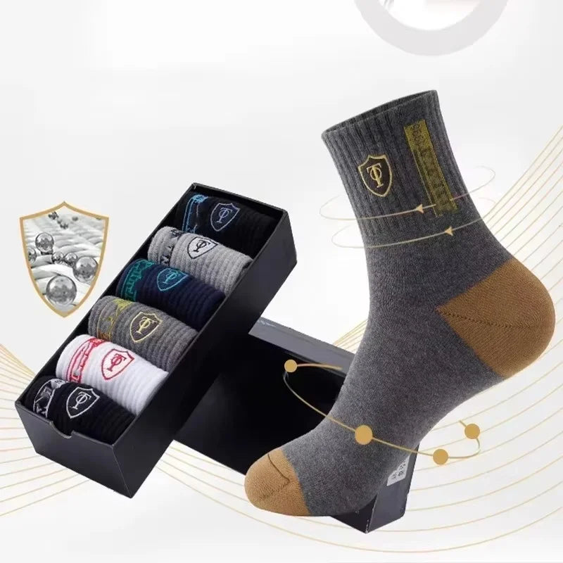 10 pares de calcetines deportivos transpirables de algodón para hombre, de fibra de bambú, para otoño e invierno, absorbentes del sudor y desodorantes, estilo ejecutivo