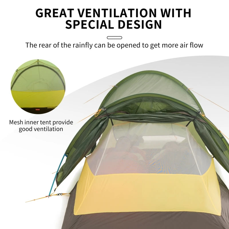 Naturehike Opalus Hiking Tent 3 people 20D Nylon Waterproof Tunnel Tent ultralright wide Vestibule Outdoor background Camping Tent