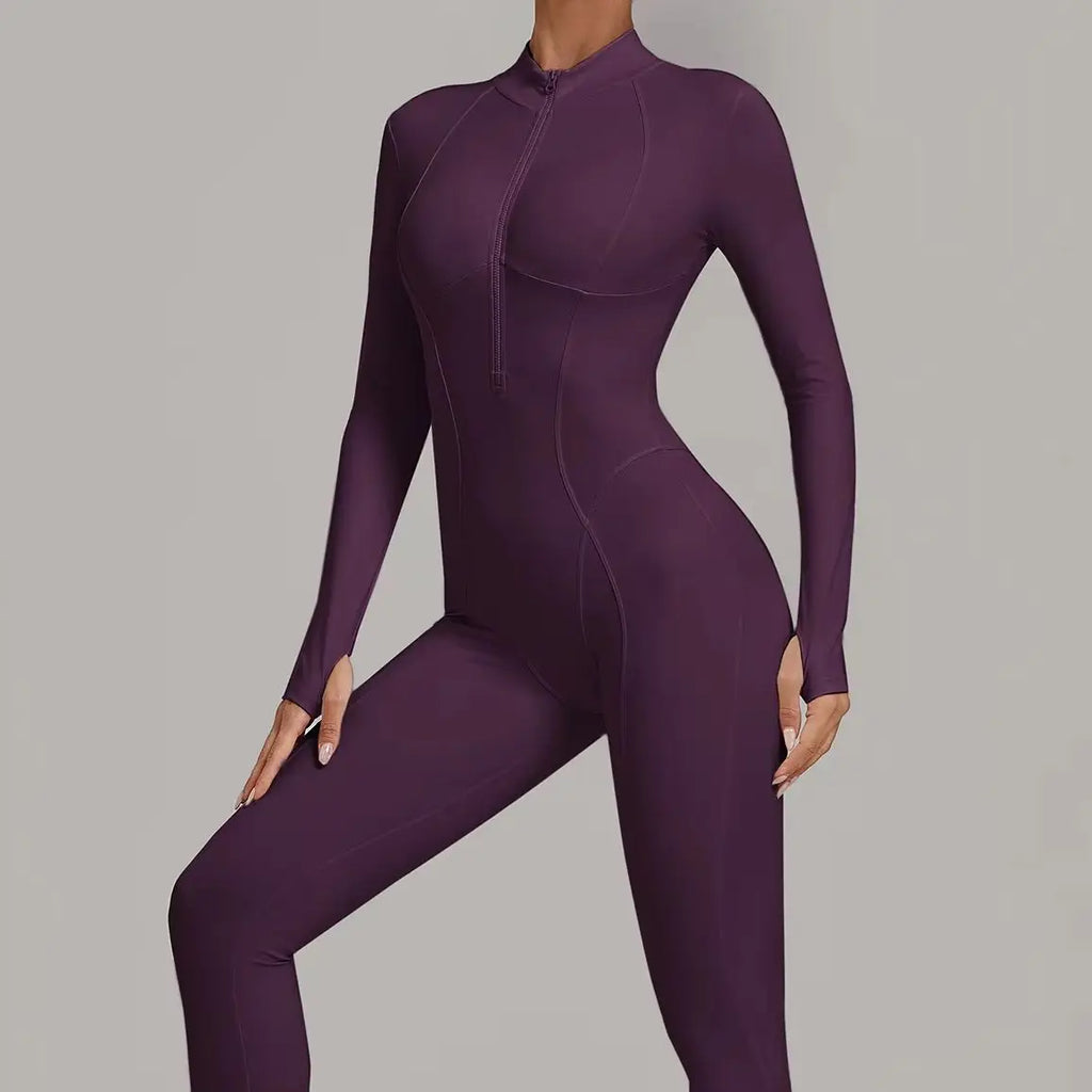 Combinaison de sport femme, manches longues, zippé