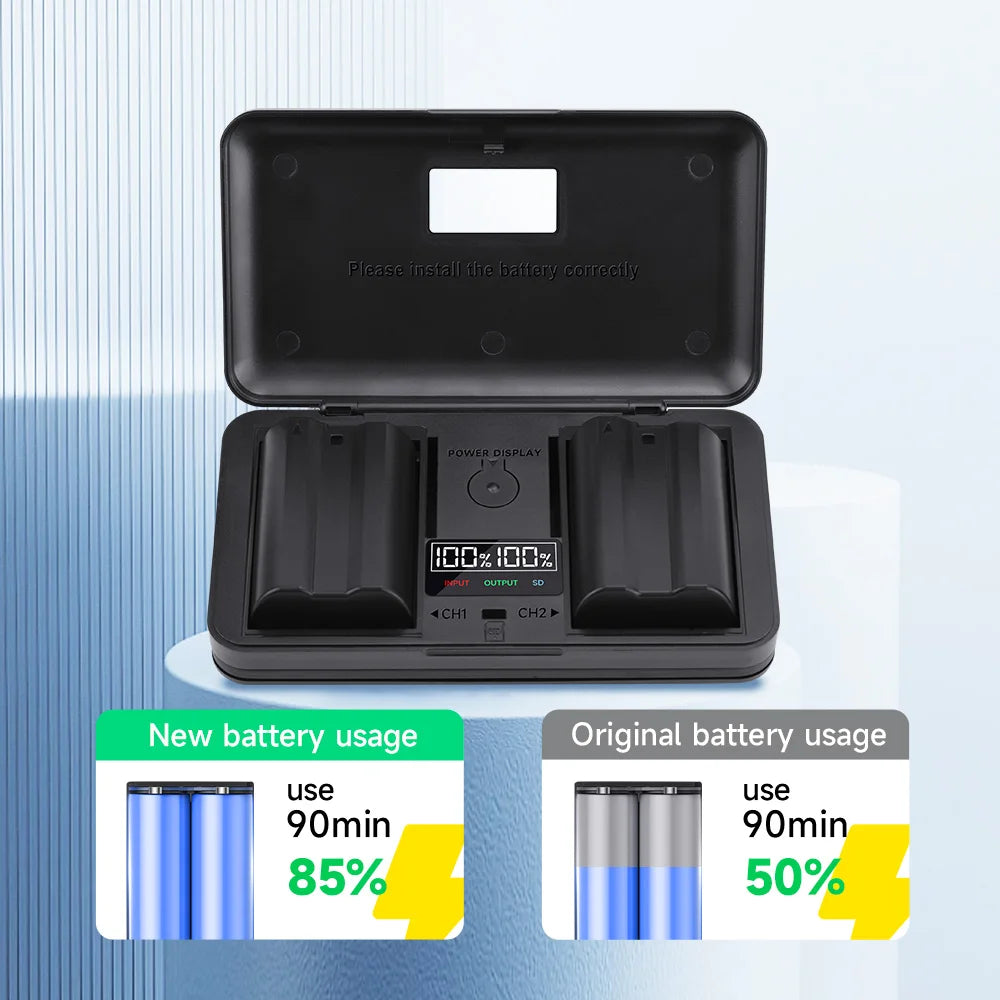 Chargeur et boîtier de rangement pour batterie PALO EN-EL15 ENEL15 EN EL15, pour Nikon D500 D600 D610 D750 D800 D800E D810 D810A D7000 D7100 D7200