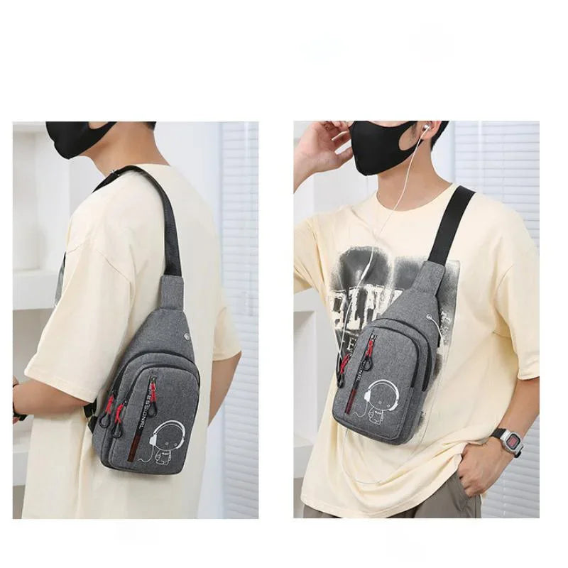 Men's Crossbody Bag, Creative Casual Multi-layer Shoulder Bag with Adjustable Strap, Zipper Closure & Multiple Pockets, for Daily Outings, Commuting, Travel and Parties