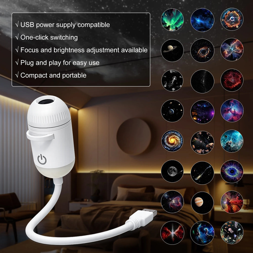 Salange 2-in-1 USB Galaxy Projektor Nachtlicht Sternenhimmel Projektor Lampe Manueller Fokus Für Urlaubsatmosphäre/Foto-Szenarien