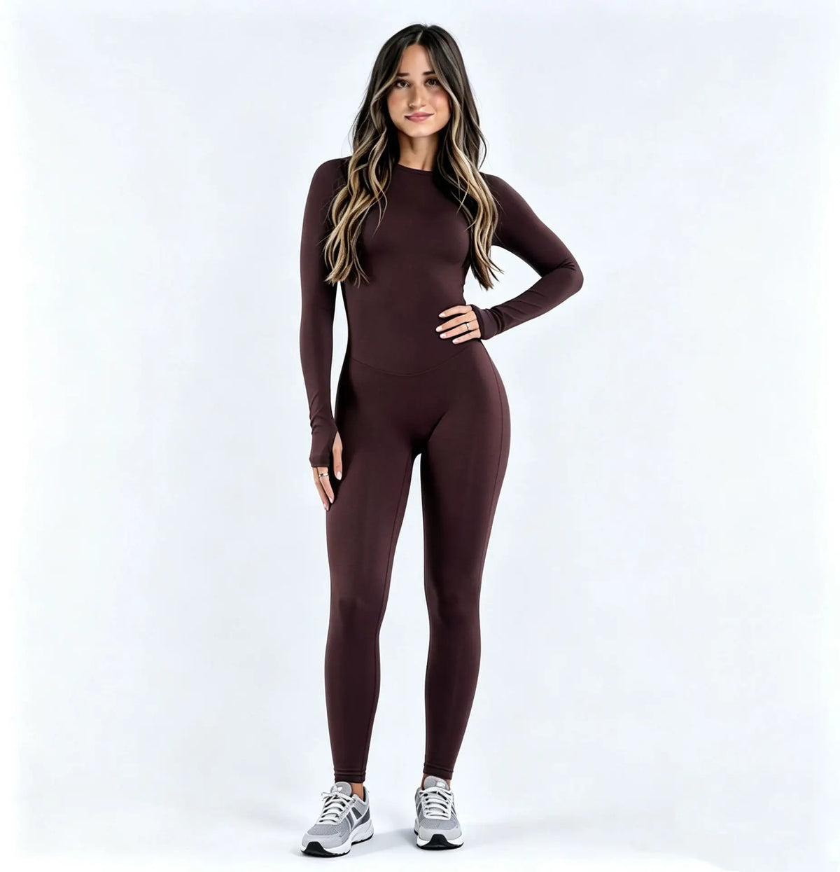 Sportoverall für Damen, langärmelig, offener Rücken
