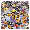 50/100 Uds. Pegatinas de murciélago morado de Halloween, estilo urbano para portátil, elementos de feliz Halloween, pegatinas de moda Harajuku para pared, bar y sala de estar