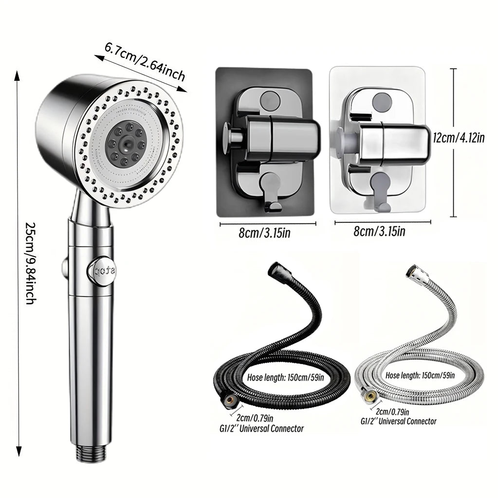 Pommeau de douche à main en ABS avec 5 modes d’économie d’eau, débit puissant, portable, avec filtre pour salle de bains, ensemble de buses pour robinet de douche