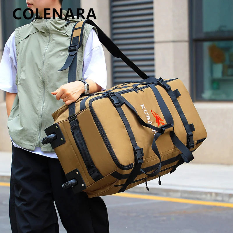 COLENARA New Oversized Travel Backpack Hand-held Folding Wheel Luggage Bag Outdoor Equipment Bag Multifunctional Tow Checked Bag