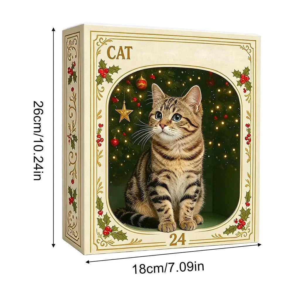 Calendrier de l’Avent pour chat de Noël, 24 jours, décorations pour sapin en acrylique 2D à suspendre, cadeau à collectionner