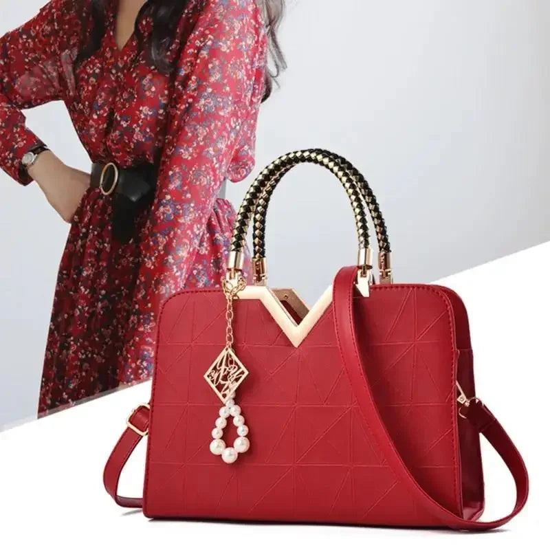 Women Handbag Patchwork Shoulder Messenger Office Work PU Leather Female Bag Ladies Luxury Fashion Elegant
