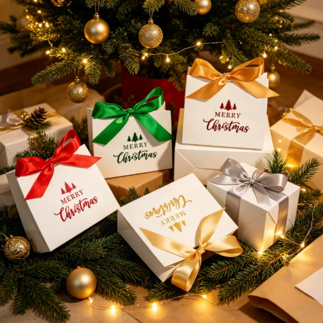 Christmas Kraft Paper Gift Boxes Xmas Candy Cookie Packaging Box Merry Christmas Party Favor Box Holiday Decoration Supplies