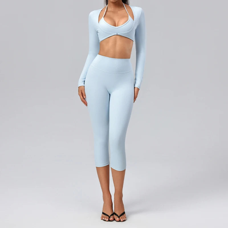 Ensemble yoga femme, 3 pièces, haut et legging