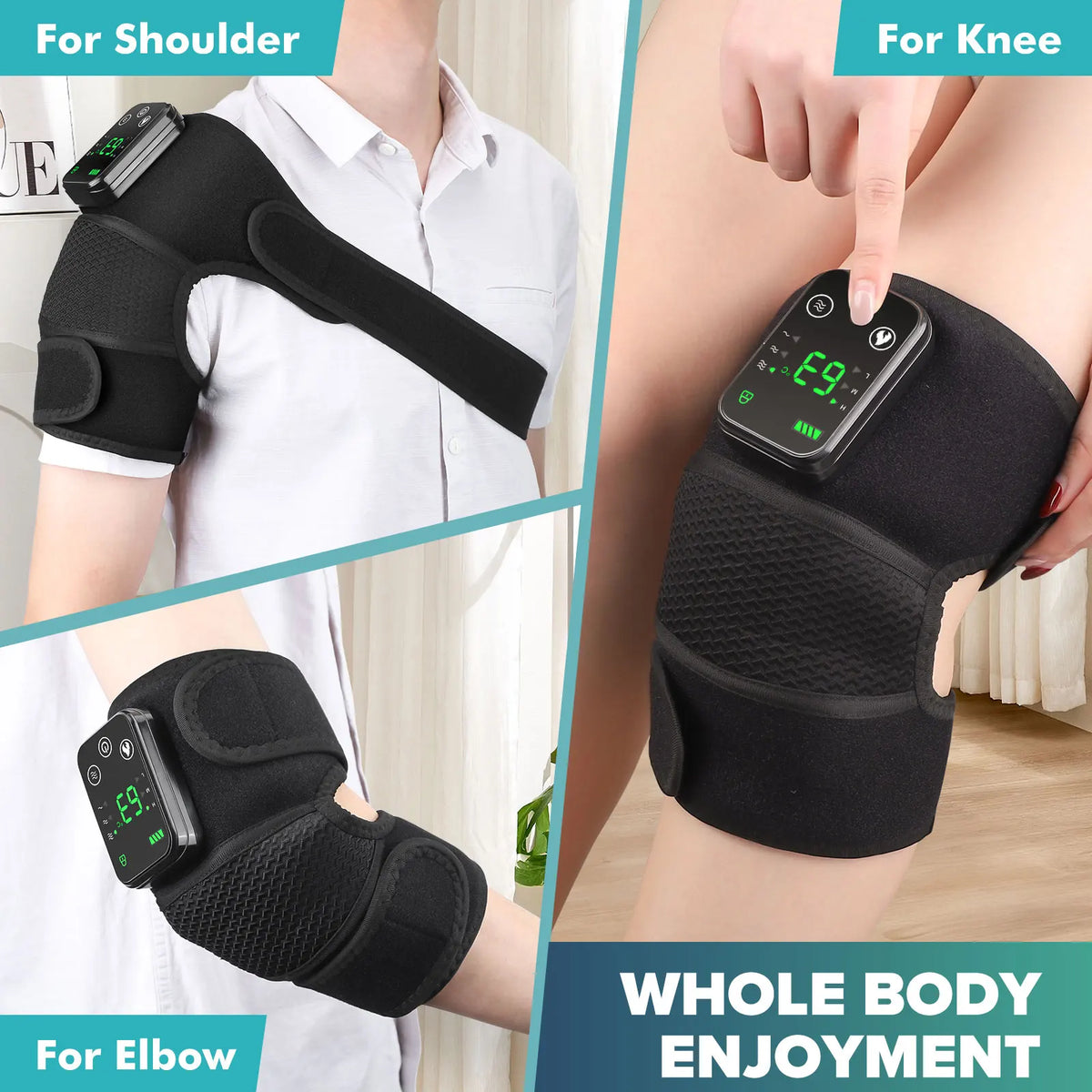 1/2 PCS Coussin de massage électrique chauffant et vibrant 3 en 1 pour genou, épaule et coude, compresse thermique pour les articulations, relaxation musculaire
