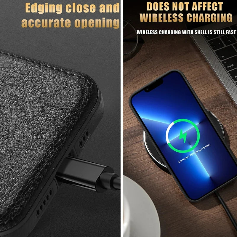 Luxury Leather Case for Apple iPhone 18 Pro MAX 17 15 14 13 12 11 16 Plus Shockproof Camera Lens Protect Logo View Phone Cover