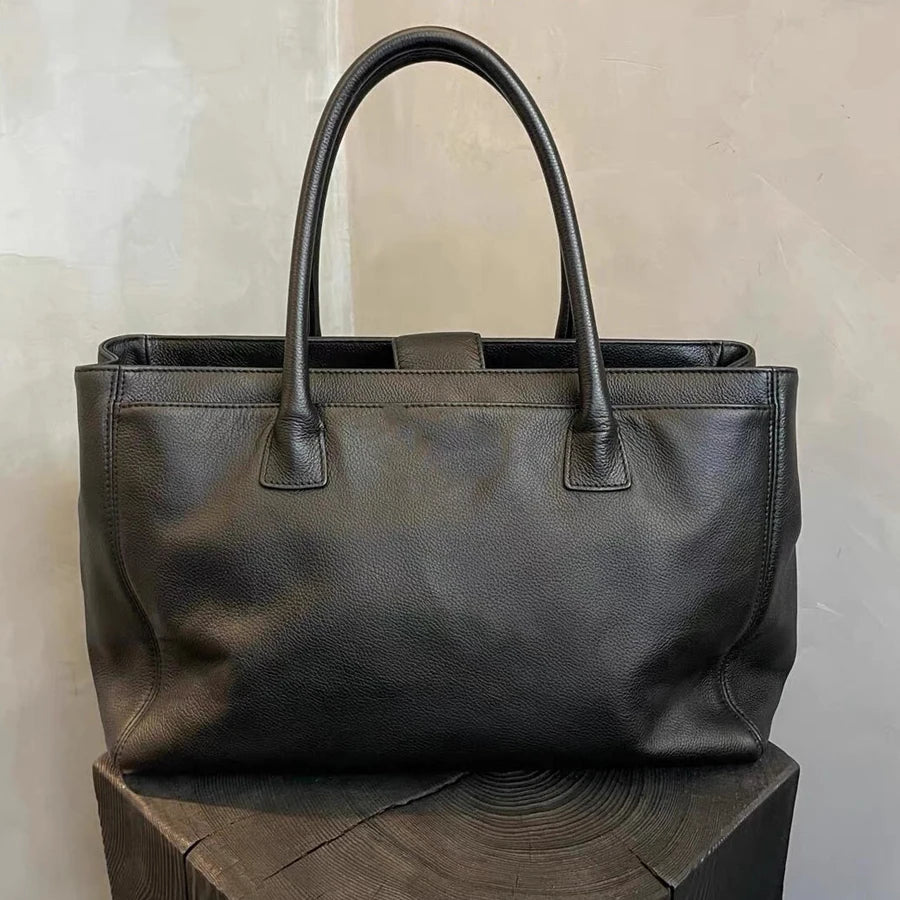 Black Briefcase Bags For Women Luxury Designer Handbag Purses 2026 New In Vintage Simple Large Capacity Commuting Tote Shoulder