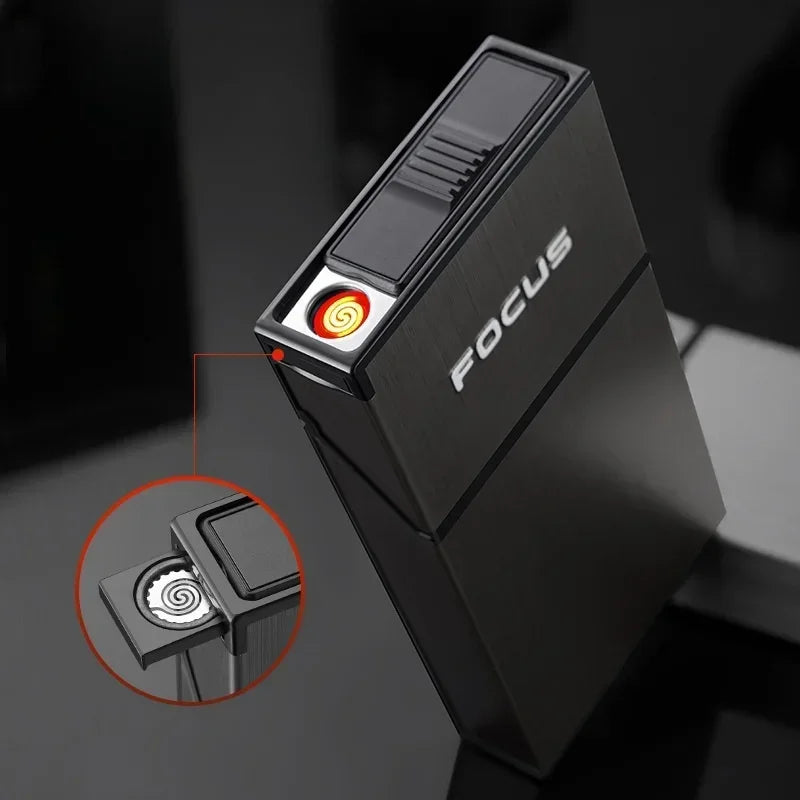 20 Étui à cigarettes de fin de paquet Rallume-cigare en fil de tungstène remplaçable Briquet USB Étanche Résistant à l'humidité Briquets électriques Fumer