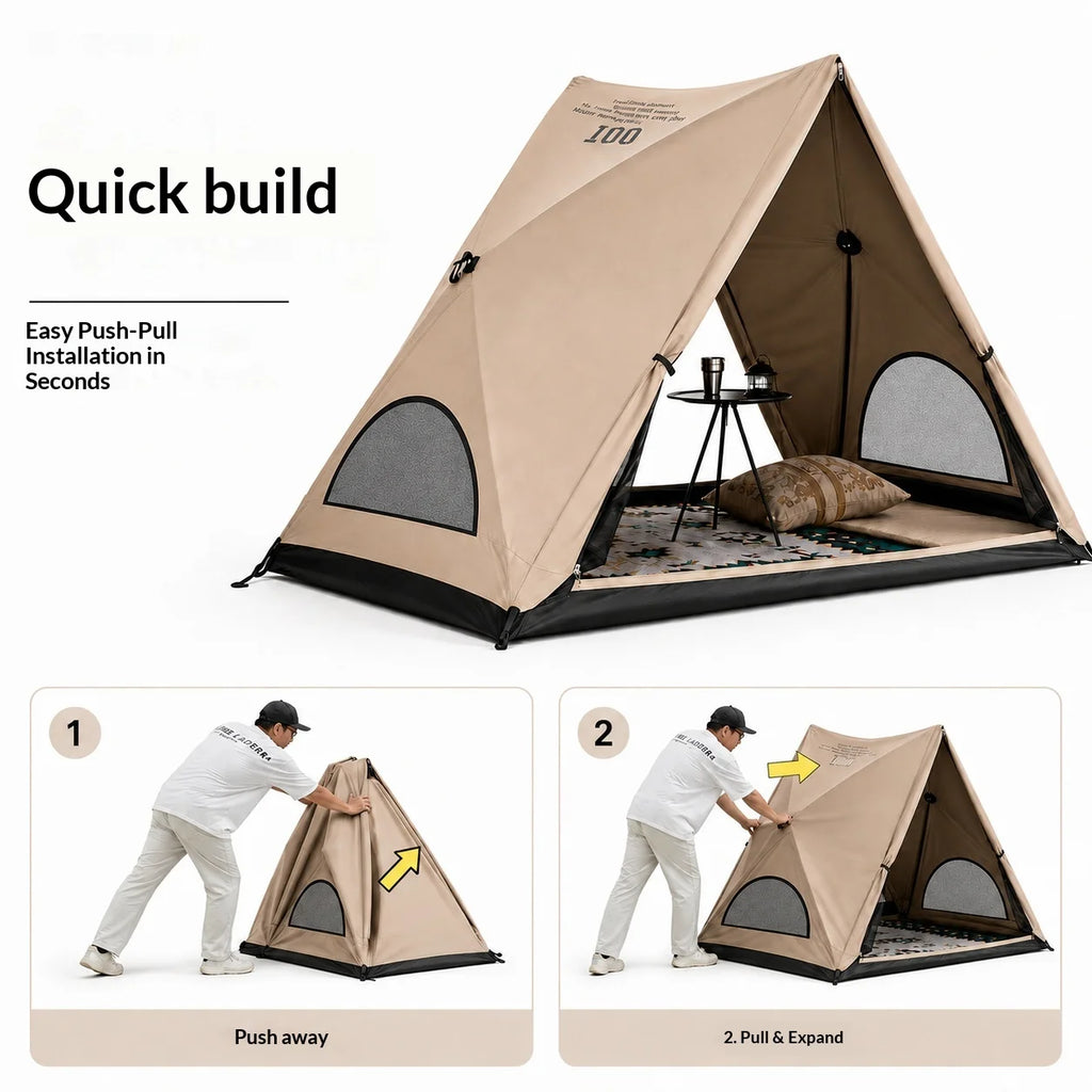 Automatic Triangular Tent, Outdoor Camping Tent That Can Be Set Up in Just 3 Seconds. Waterproof and UV-Resistant.