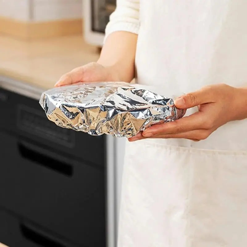 Easy Use Quick Cover Reusable Multi-Size Aluminum Foil Food Covers Eco-Friendly Kitchen Bowl and Dish Storage Lids No-Mess Home Use