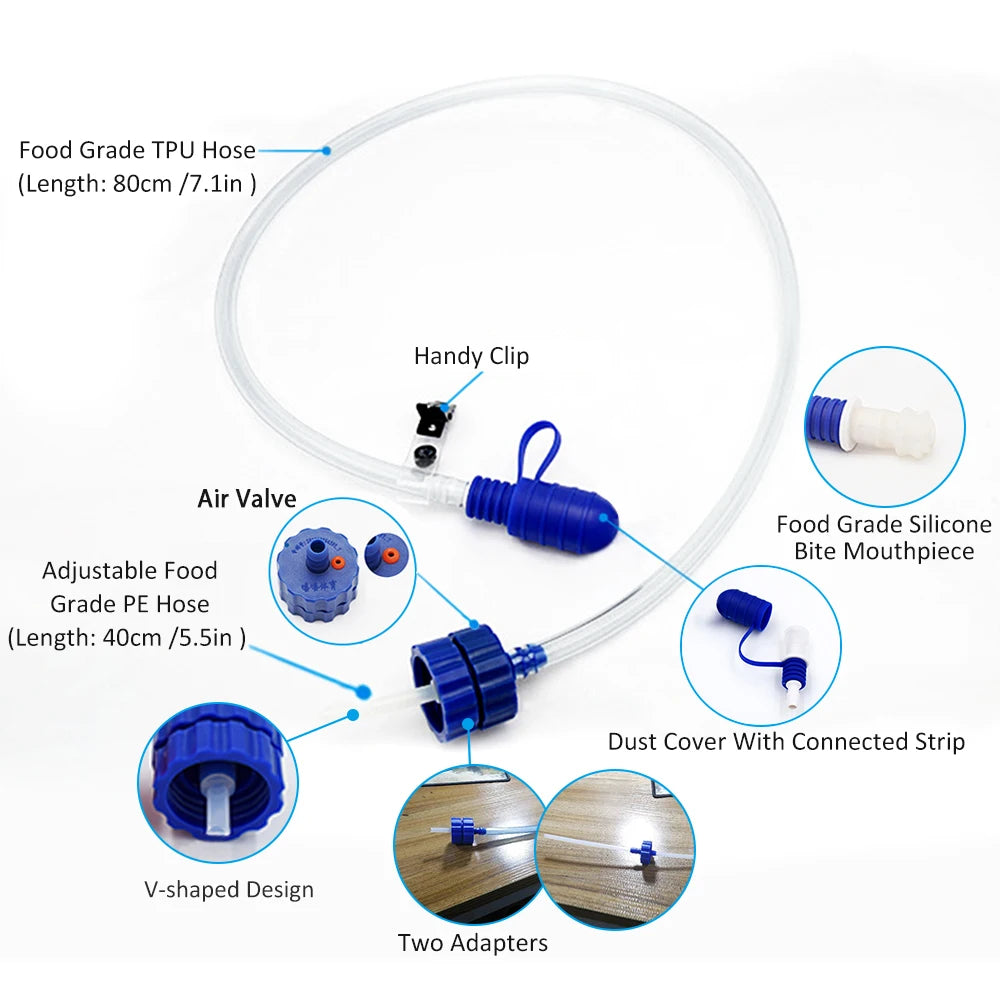 Water Bottle Drinking Tube with Double Adapter Hydration System Drink Tube Kit for Cycle Trekking Fishing Boating Camping