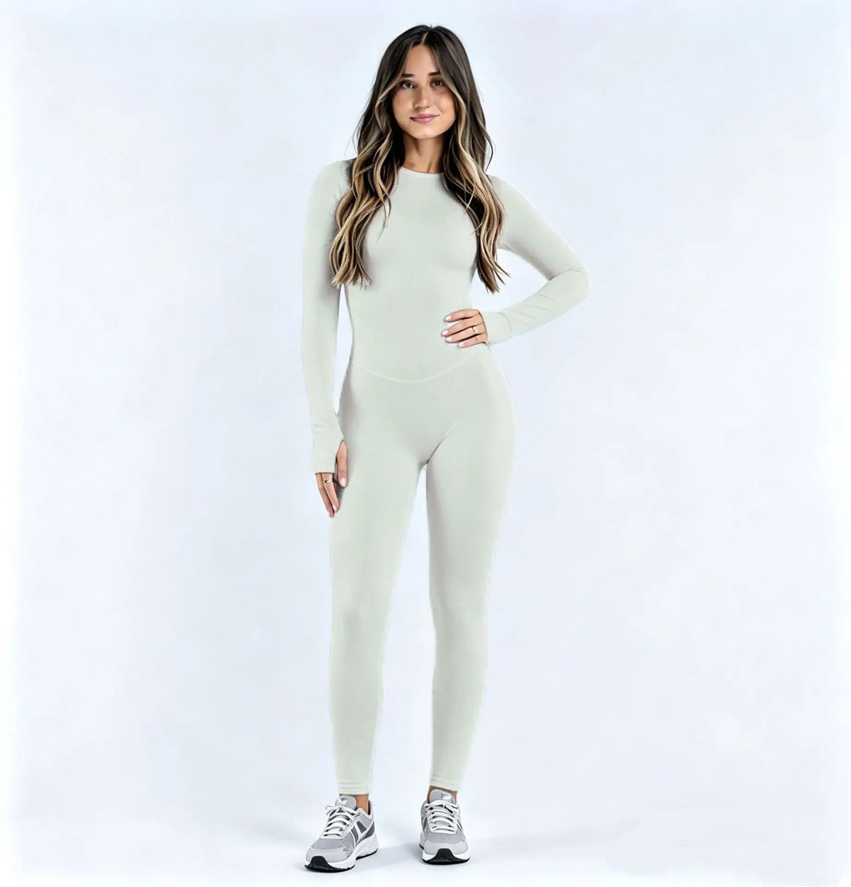 Sportoverall für Damen, langärmelig, offener Rücken