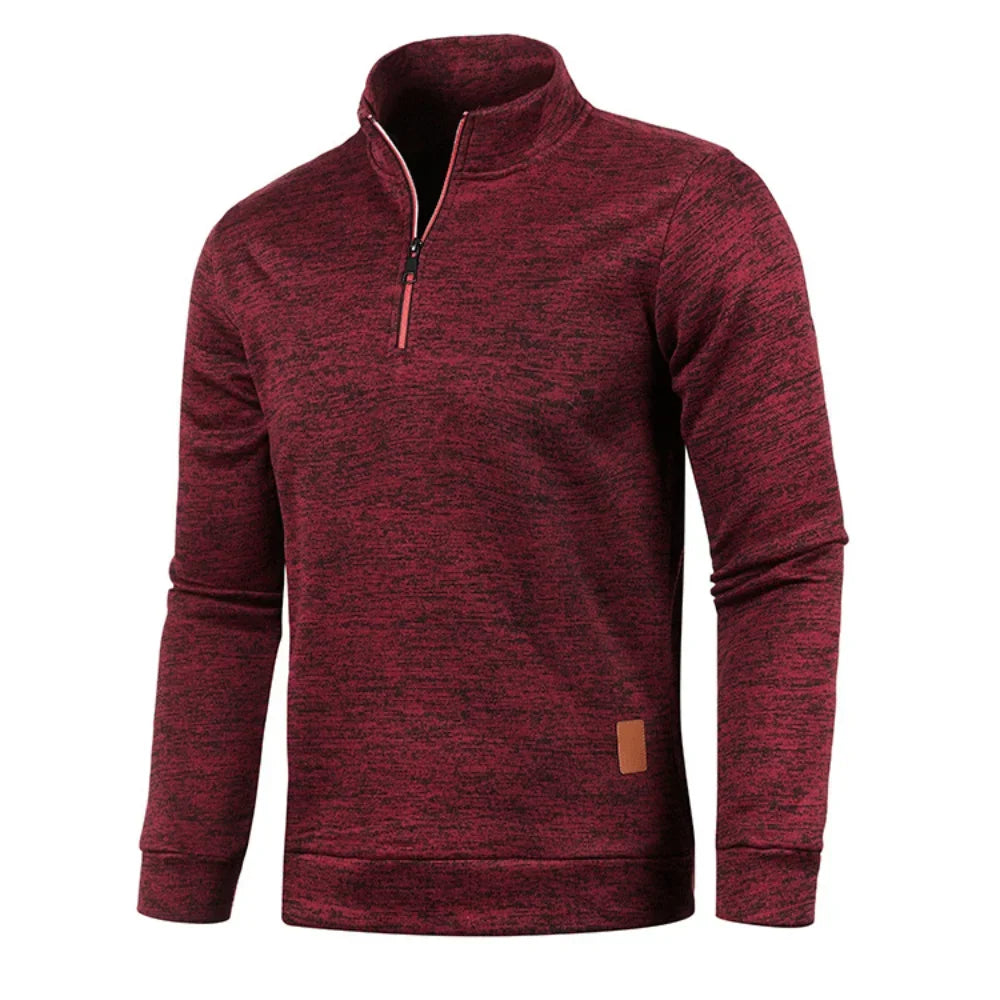 Men Autumn Winter Solid Color Sweatshirts Long Sleeve Half Zipper Stand Collar Pullover for Men Casual Classic Male Clothing