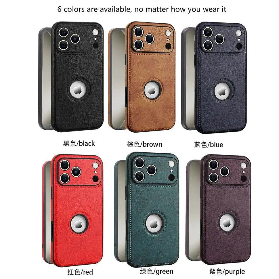 Luxury Leather Case for Apple iPhone 18 Pro MAX 17 15 14 13 12 11 16 Plus Shockproof Camera Lens Protect Logo View Phone Cover