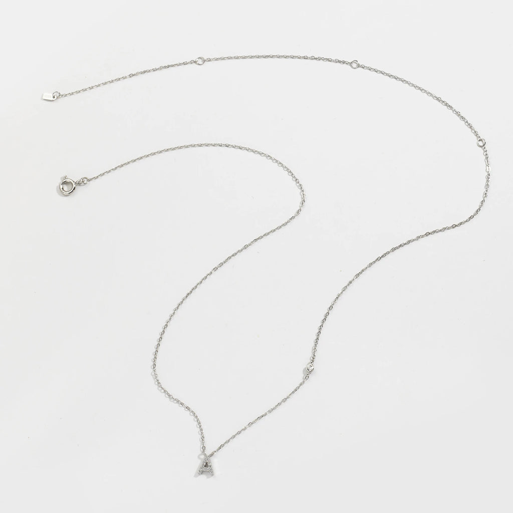 ANDYWEN Collier monogramme en argent sterling 925 plaqué or, petit pendentif avec zirconium cubique, 26 lettres de A à Z, initiale M, bijou pour femme

