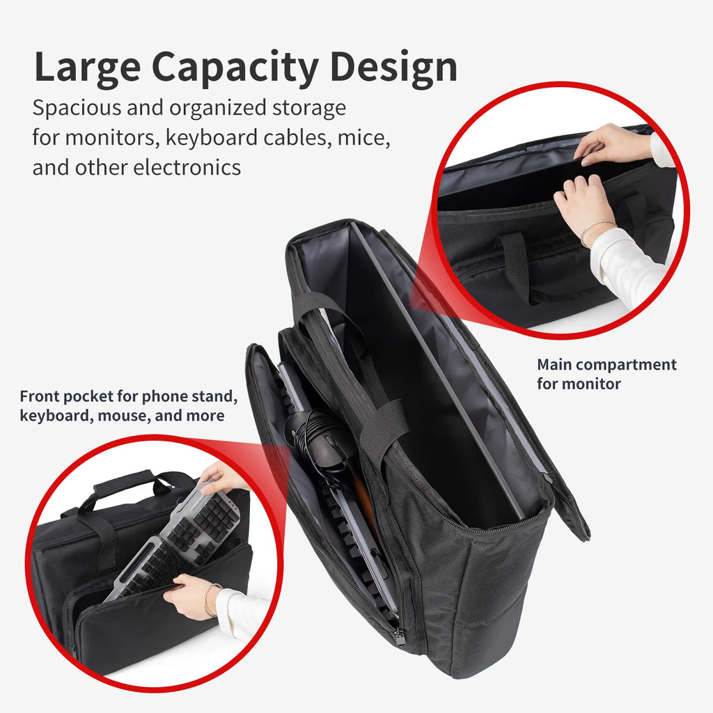 24/25/27/32 Inch Monitor Carrying Bag with Cushioning Foam Shockproof Full Protection Traveling Portable Computer Screen Case