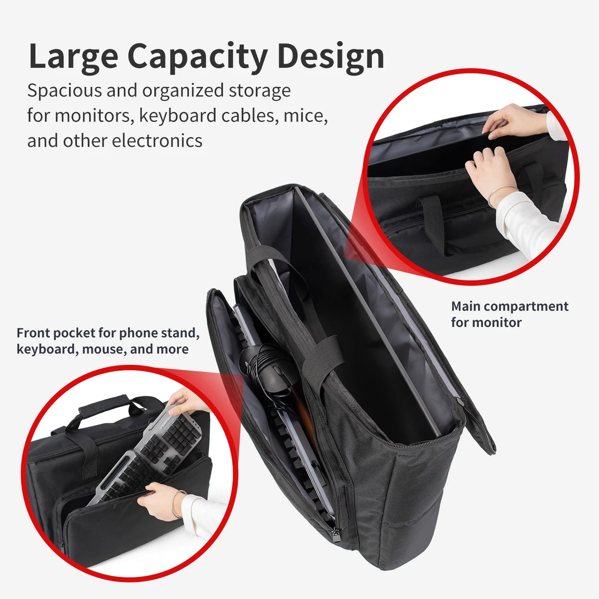 24/25/27/32 Inch Monitor Carrying Bag with Cushioning Foam Shockproof Full Protection Traveling Portable Computer Screen Case