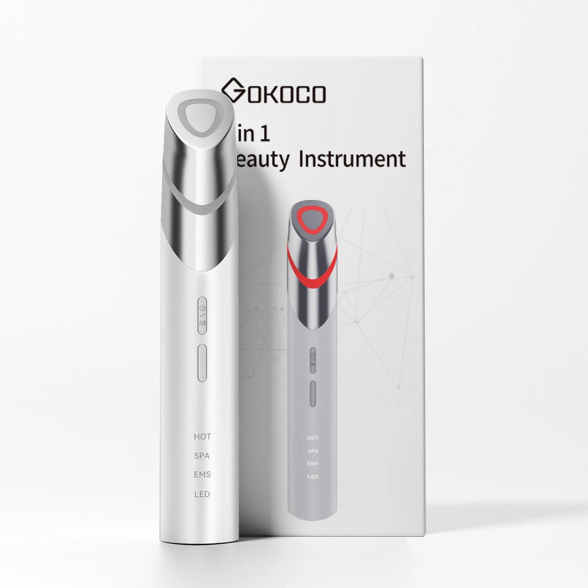 4-in-1 Eye Beauty Device with Hot Compress and LED Facial Massage for the Periorbital Area, Dark Circles, and Facial Care